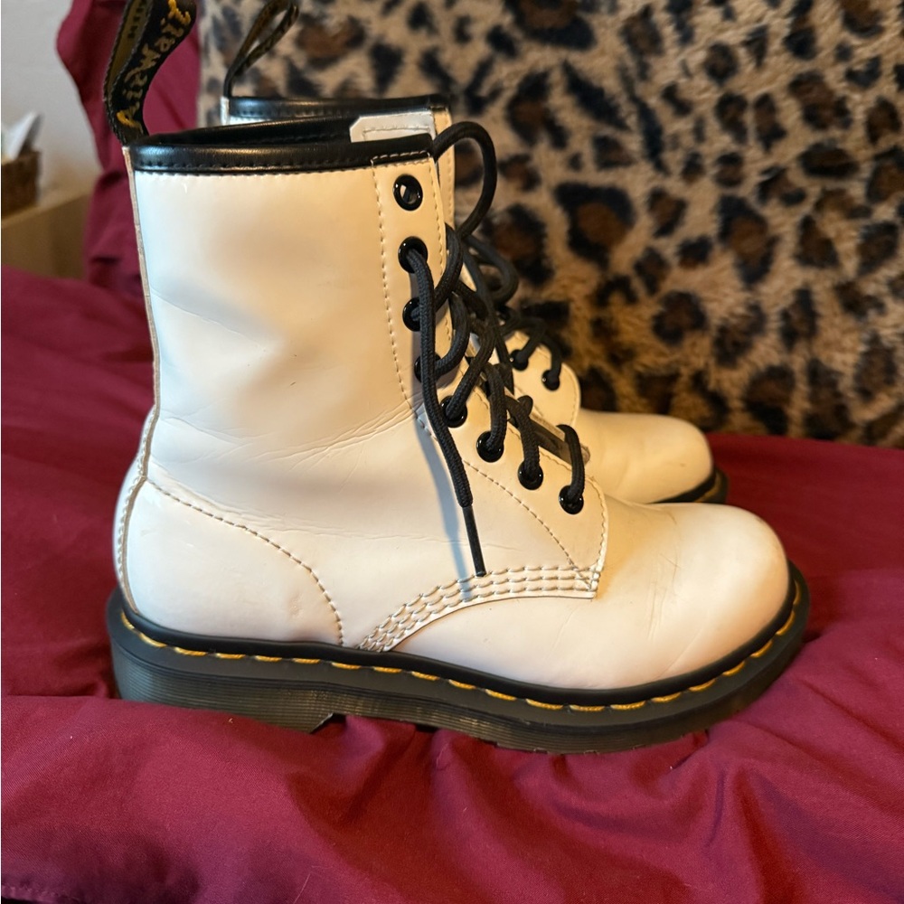 Dr. Martens White Lace Up Boots